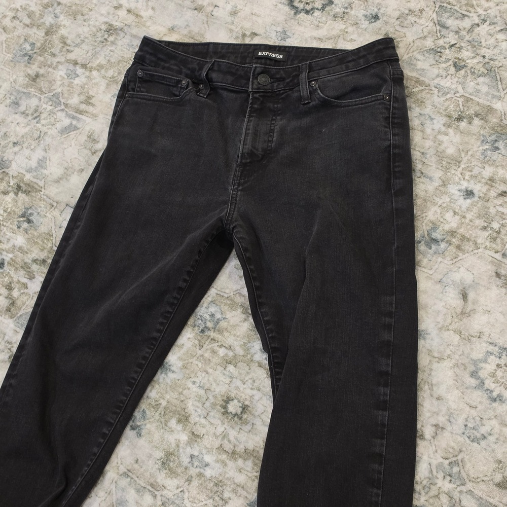 Express Mens Hyper Stretch Athletic Slim Jeans Black 33x30 Tapered Denim Pants